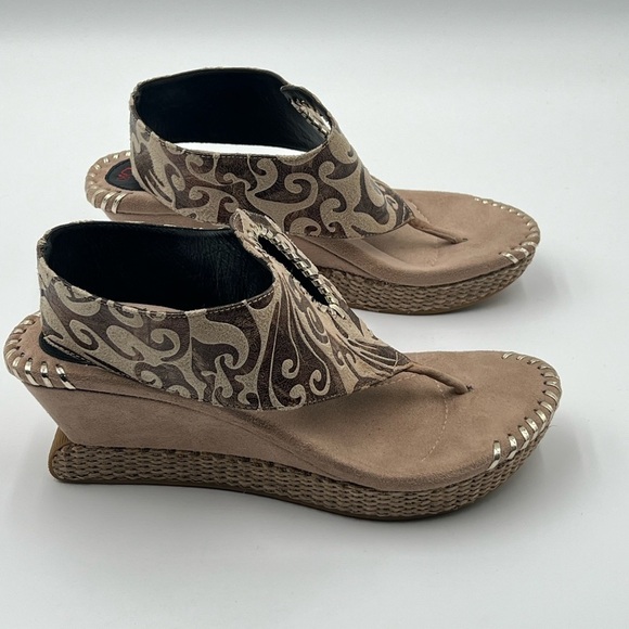 Modzori Lucia Reversible Wedge Sandals Black Tan Metallic Travel Size 9 Boho - Picture 9 of 16